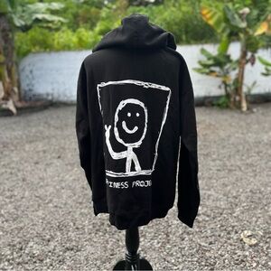 BNWOT Happiness Project Nick Portrait Hoodie • Black